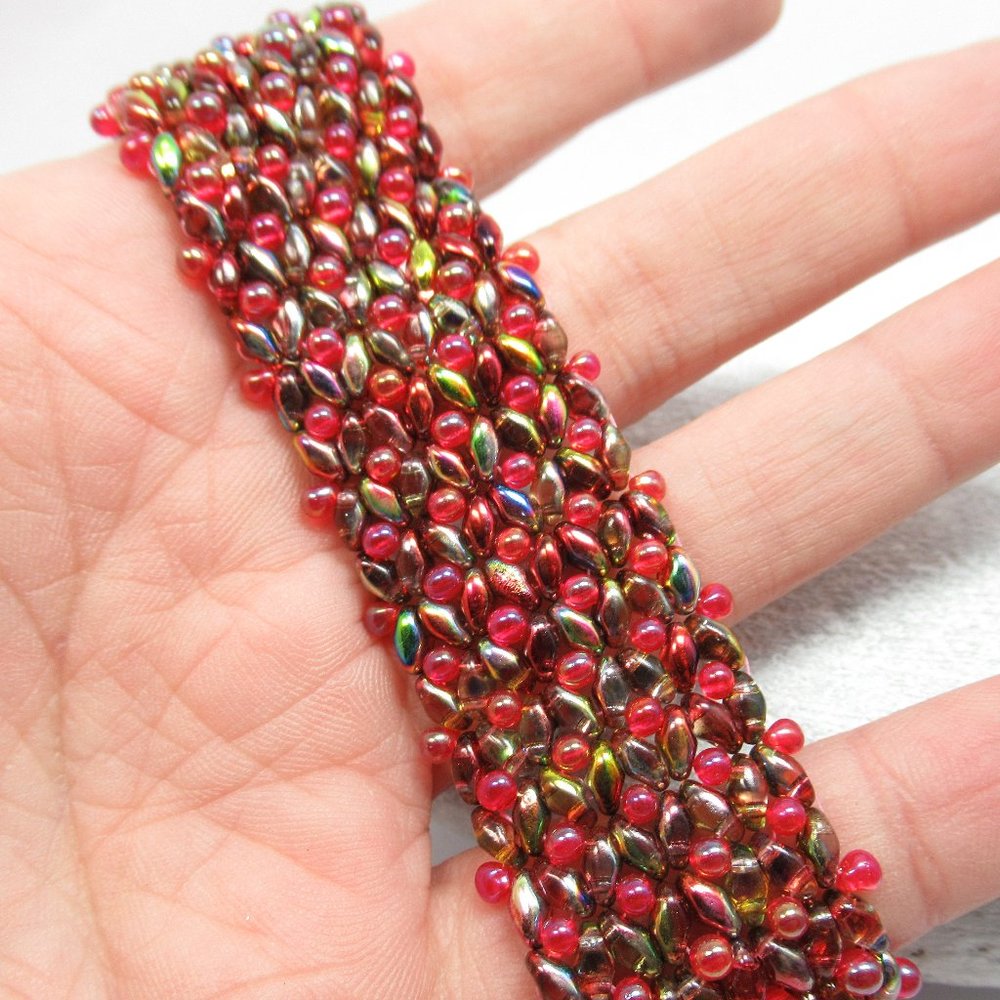 Handwoven Red Drop Bracelet